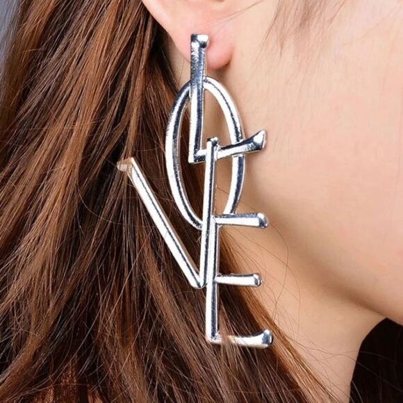 Silver love stud earrings #122 - Picture 1 of 5